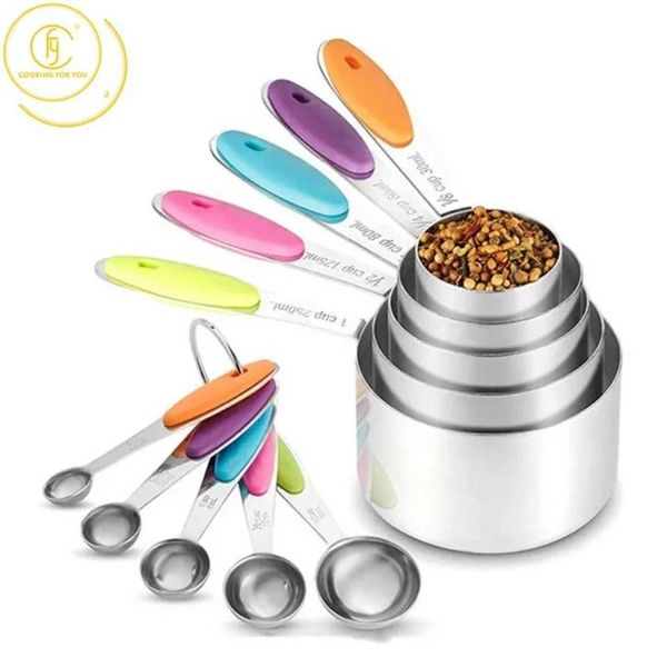 10 piece food grade stainless steel measuring spoon and cup set equipped with graduated baking tools kitchen gadgets and accessories Y250113