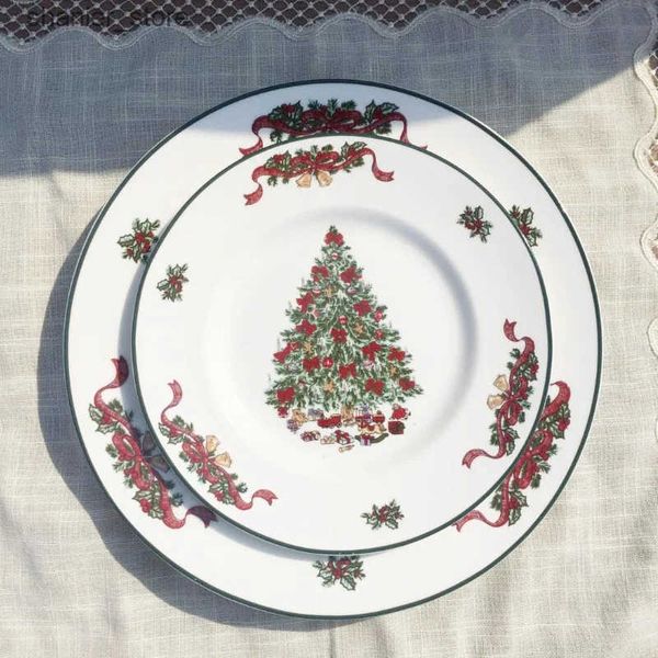 Dishes Plates New UK Christmas Tree Ceramic Plate Upgrade Desktop Software Set Creative European Family Cute Christmas Gift Bowl L240910