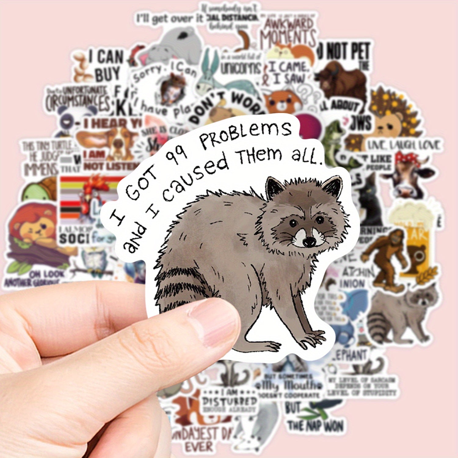 TEMU 100 Humorous Animal Stickers With Funny And Emotions - High Quality Coating For Laptops, Cellphones, Guitars, Water Bottles, Cars, Bikes,