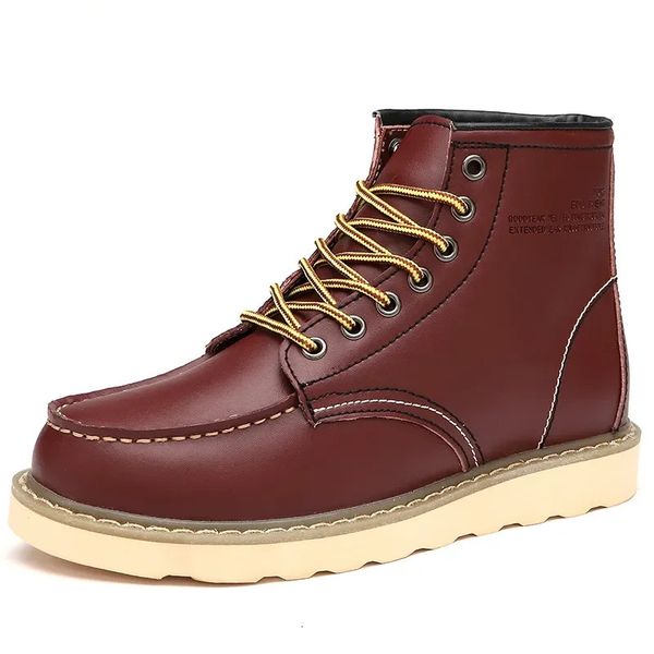 Inverno quente couro de neve com peles mass moda feita à mão Waterproonkle Botas No Slip High Top Men Shoes 240629