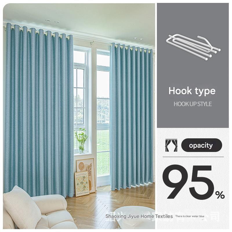 YL-36828 thickened double-sided cotton and linen bedroom curtain fabric soundproof full blackout modern simple living room curtain finished product