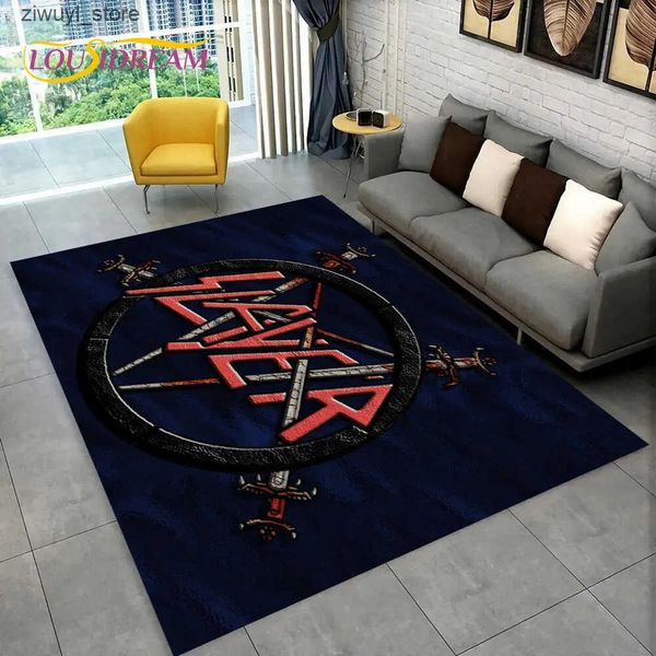 Carpets Slayer Heavy Metal Band Music Area RugCarpet Rug for Home Living Room Bedroom Sofa Doormat Decorkids play Non-slip Floor Mat L240910