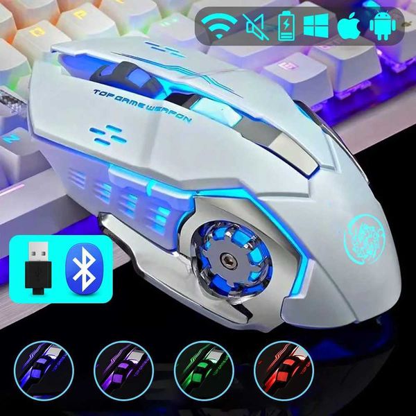 Mice Wireless Mouse Gaming Computer Silent Rechargeable Bluetooth Mouse USB Mechanical E-Sports Backlight PC Gamer Mouse for Laptop H241122
