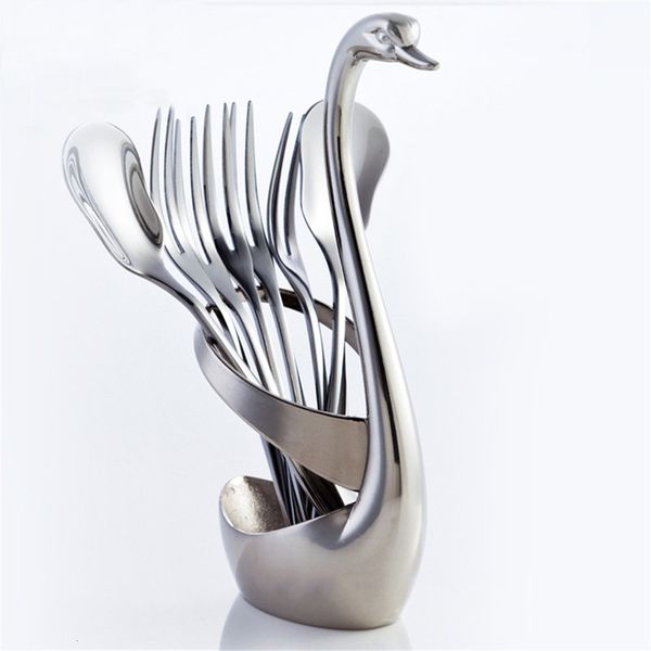 Cooking Utensils ZORASUN Nice Tableware Creative Swan Spoon Holder Table Decro Decoration for Coffee Fruit Forks Ladle Small Kitchen Scoops