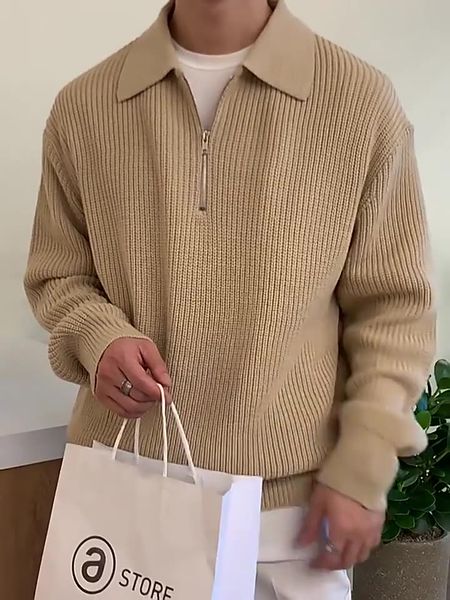 Men&#039;s Sweaters Winter Men&#039;s Sweater Casual Pullover Jumper Clothes Sweaters Man Slim Stand Collar Knitted Pullovers Male Half Zip