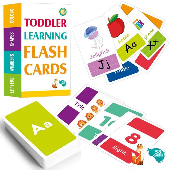 58pcs-set ABC Alphabet Letter Number Shape Color Early Education Baby Learning Cards Flashcards Games Puzzles For Kids Gifts Y240801