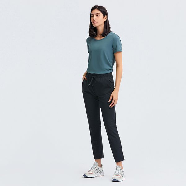 LL LEMON Leggings Women Workout Running 4 Way Stretch Fabric Super Quality Yoga Pants with Side Pockets Outdoor Sports Tights