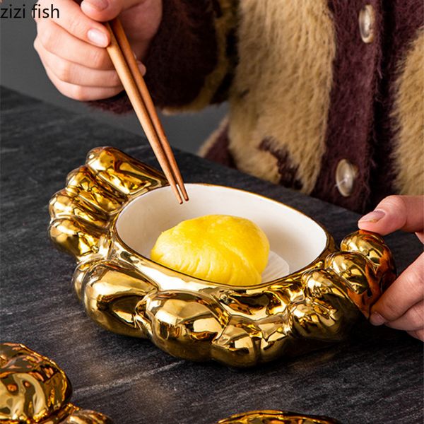 Crab Shell Shaped Ceramic Plate Dessert Bowl Tableware Decorative Bowls Breakfast Bowls Fruit Plate Salad Bowl Sushi Plates Tray