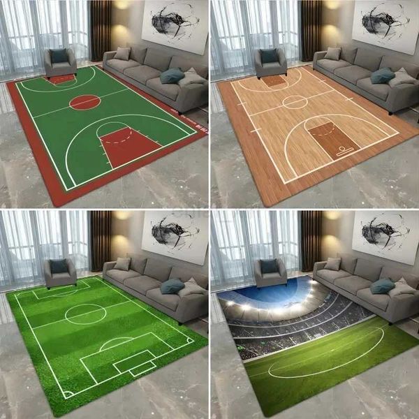 Football Court Pattern Carpet Bedroom Living Room Decoration Tea Table Large Area Rug Non Slip Home Kitchen Floor Mats WashableY240729