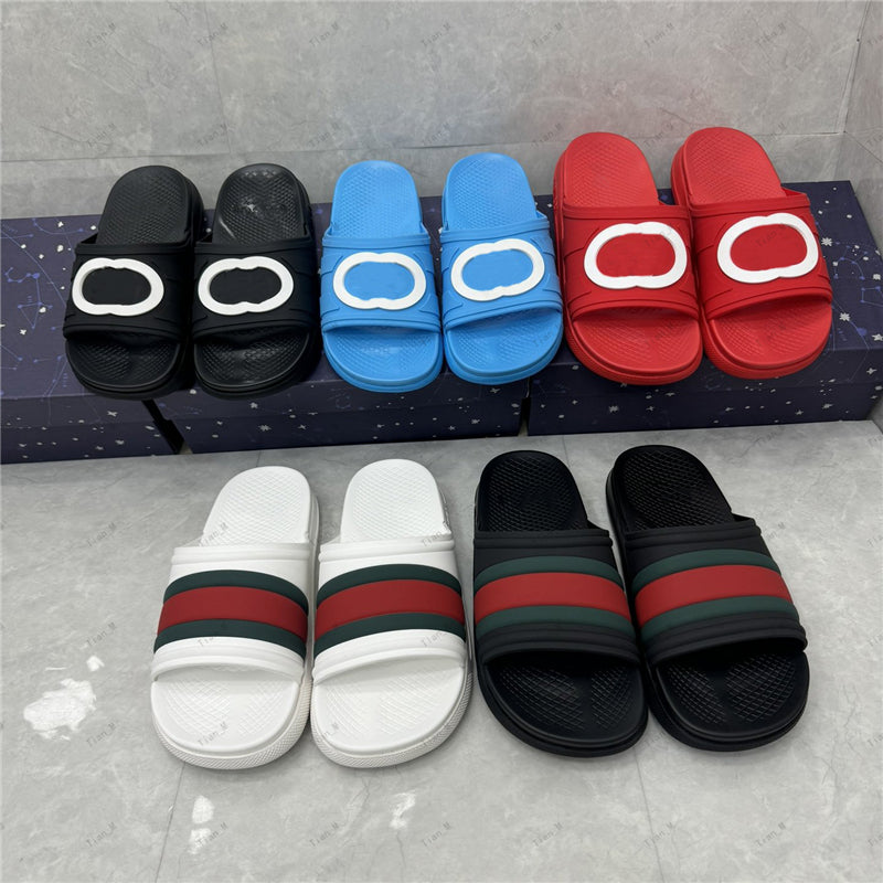 NEWEST High Quality slides brand Designer Slippers Sandals Men Women Flip Flops flat Bottoms Beach Shoes Loafers Fashion Classic Flats Leather Rubbe