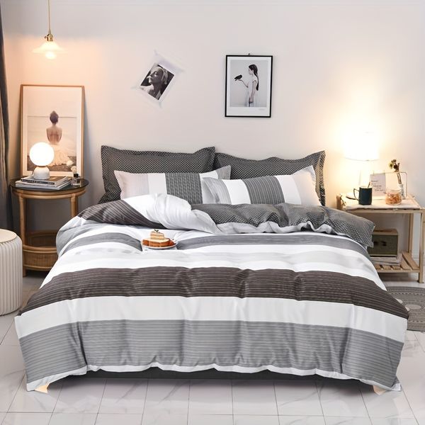Bedding Sets Three piece streak Quilt cover Pillowcases Luxury Cool Breathable All Seasons Stylish Comfortable Quick-drying King Queen Size