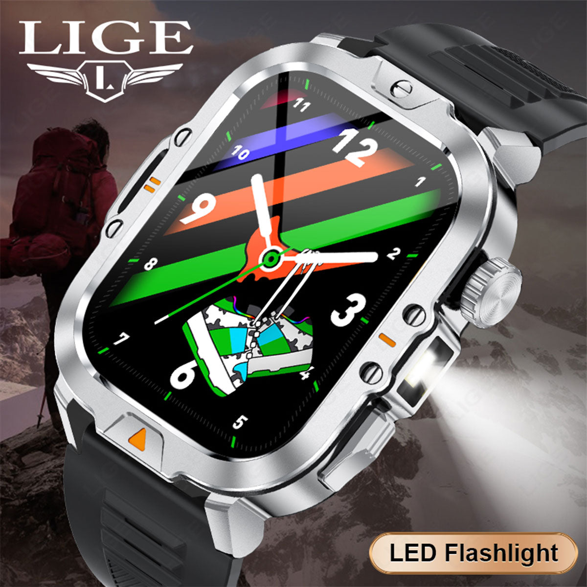 LIGE&#039;s new smartwatch with motion, step counting, alarm clock, handheld light, multifunctional wireless communication, voice assistant, remote