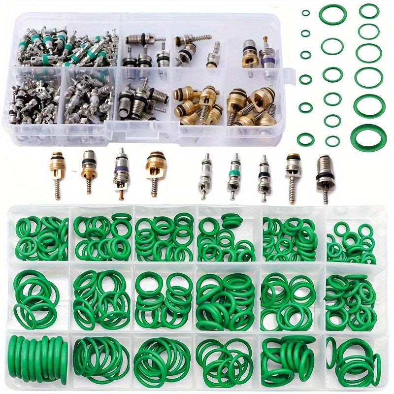 TEMU 265 O-ring 134 Kit For Car Air Conditioning Repair - Includes O-rings, Valve Core | R12 And R134a Compatible | Suitable For Tire Valves!