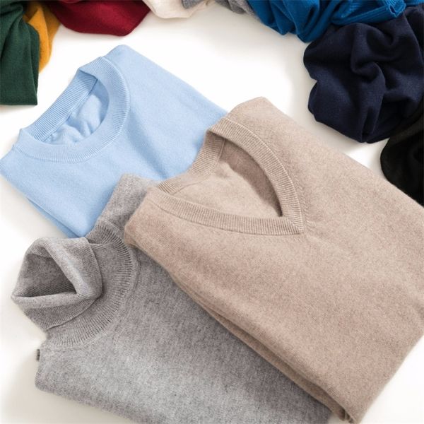 Men&#039;s Sweaters Cashmere Blend Knitting V-neck Pullovers Spring&Winter Male Wool Knitwear High Quality jumpers Clothes 220819