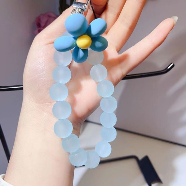 ddmygifts and INS flower beaded mobile phone chain wrist style drawstring bag headphone key pendant A