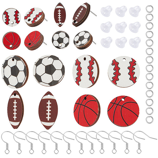 Kit de fabrication de boucles d'oreilles pendantes en bois sur le thème du ballon de sport