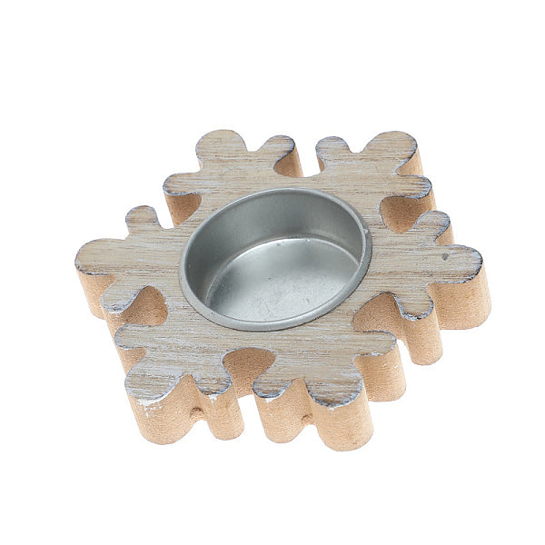 Weihnachtskerzenhalter aus Holz mit Metalltablett