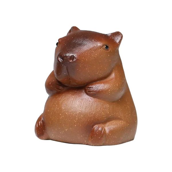 Capybara Tea Pet Statue Handmade Cute Tea Pet Ornaments Pottery Clay MiniXJ240814