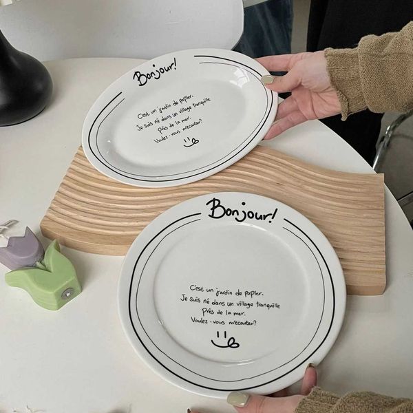 Korean French Alphabet Simple Dinner Board Breakfast Board Afternoon Tea Dessert Pasta Main Meal Board Home Decoration Photos X250129