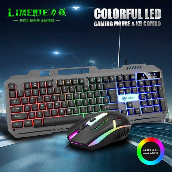 Keyboards Li Magnesium Keyboard Metal Plate Esports Gaming Computer USB Luminous Keyboard Mouse Set Computer Wired S25210