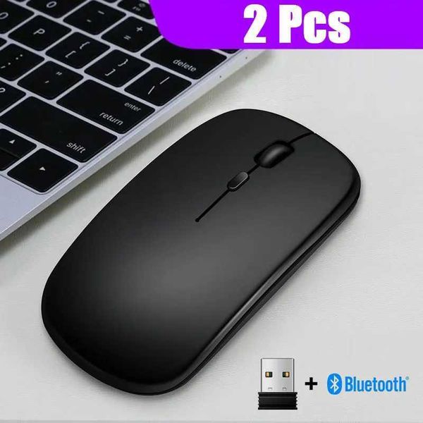 2.4GHz Wireless + Bluetooth 5.0 Wireless Mouse For Tablet Laptop Computer Ultra Thin Wireless Mice AAA Battery VersionLX241024