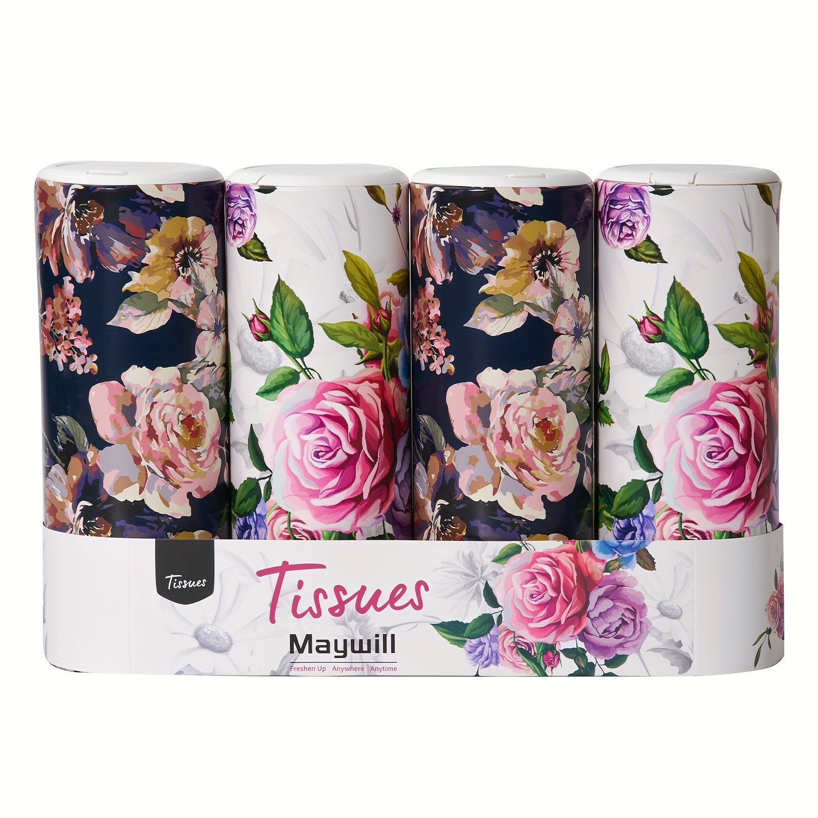 TEMU Car Tissues Cylinder Holder With Facial Tissue, Round Car Tissues Holder With , Suitable For Car Cup Holder, Travel Tissue Tubes Box Container,