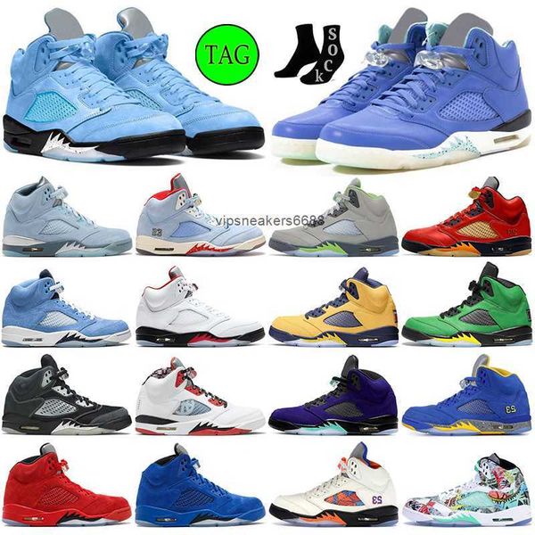 Shoes Men Basketball Shoes Jumpman 5 5s Unc Green Bean Raging Bull Red Racer Blue Easter 2022 Prfc What the Aqua Mars for Her Fire Red