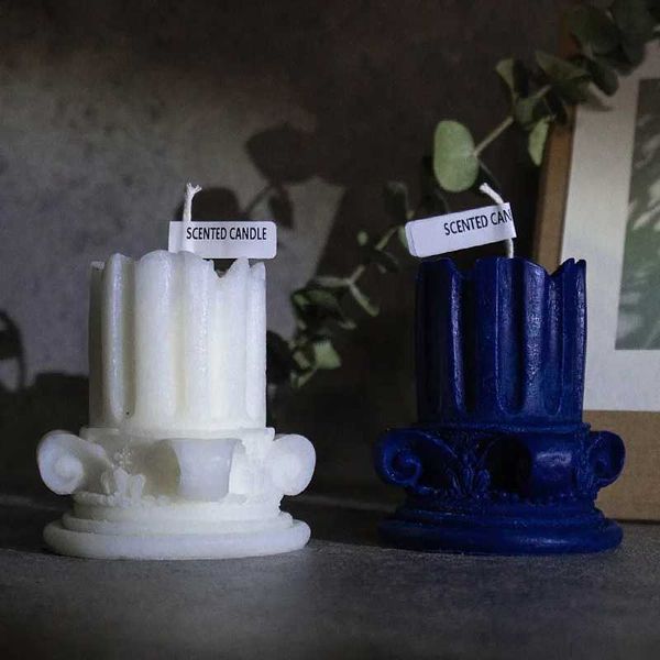 Candles Vintage wedding centerpieces roman candlestick scented candle home decoration ornaments blue candle for livingroom decoration L24091
