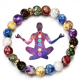 7 chakra reiki pierre de guérison bracelet yoga équilibre énergie imiter pierre volcanique perles bijoux faits à la main bricolage perlé bracelets