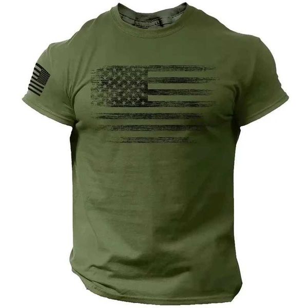 Mens camiseta academia 3d impressão EUA bandeira casual o pescoço de manga curta Tees Tees Sportswear Street Pullover ao ar livre roupas x25