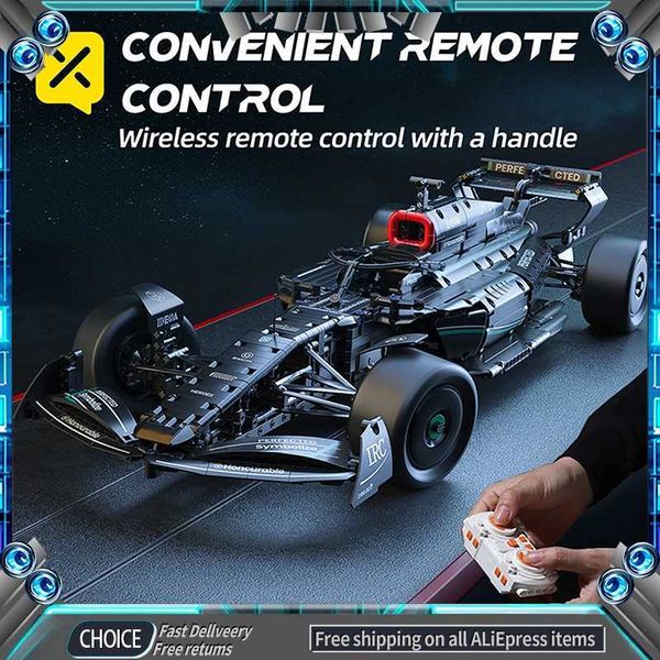 Fórmula clássica Técnica F1 Racing Remote Control Car MOC Bricks Blocks Blocks Modelo Kit DIY Toys For Boys Crianças Presentes de Natal Z250