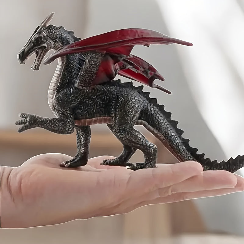 TEMU Anime Dragon Statue - Detailed Resin Sculpture With Black Scales, & Sharp Claws, -korean Inspired Collectible Figure For Home-office Desktop