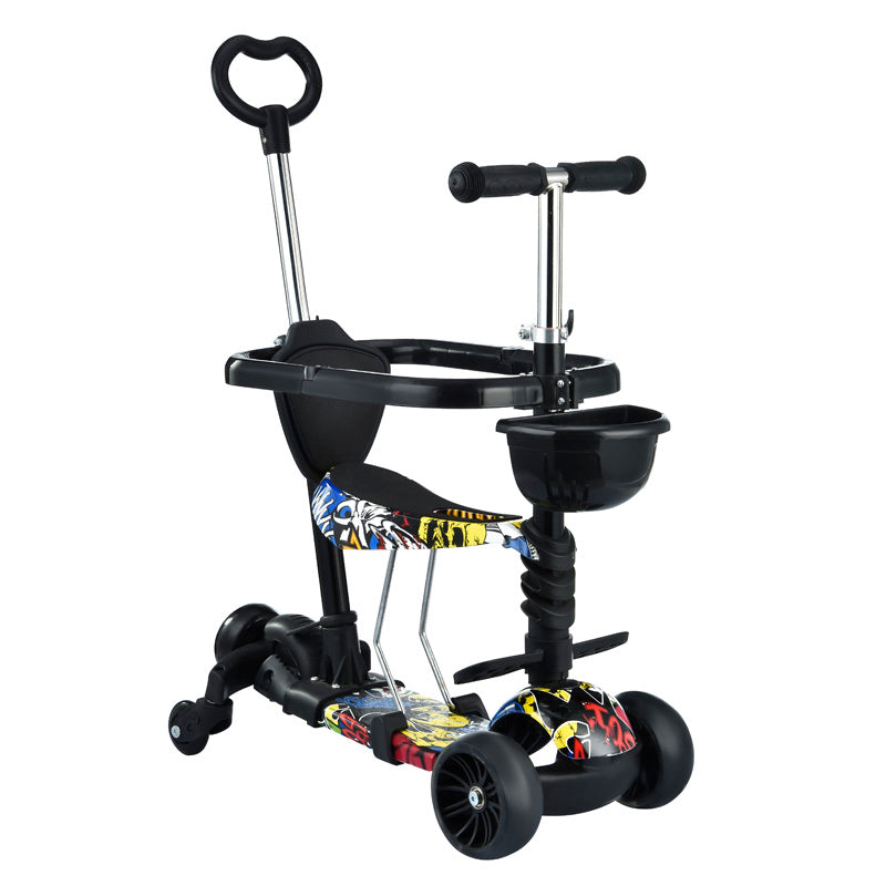 Scooter full iron bracket PP panel wear-resistant PVC wheel large wheel with armrest trolley auxiliary wheel