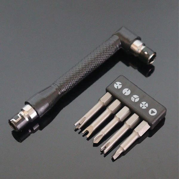 Wrench L-Shape Dual Head Socket 1-4 Inch 6.35mm Screwdriver Bit Kit 90 Degree Angled Hex Socket Drill Bit Holder Hand Tool Set