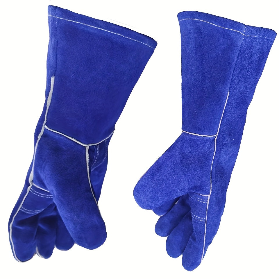 TEMU Full Work Gloves, Welding Gloves, Double Layer Thickened, High Temperature Resistant, Flame Retardant, Wear Resistant, Extended 13, 8 Inches, Xl