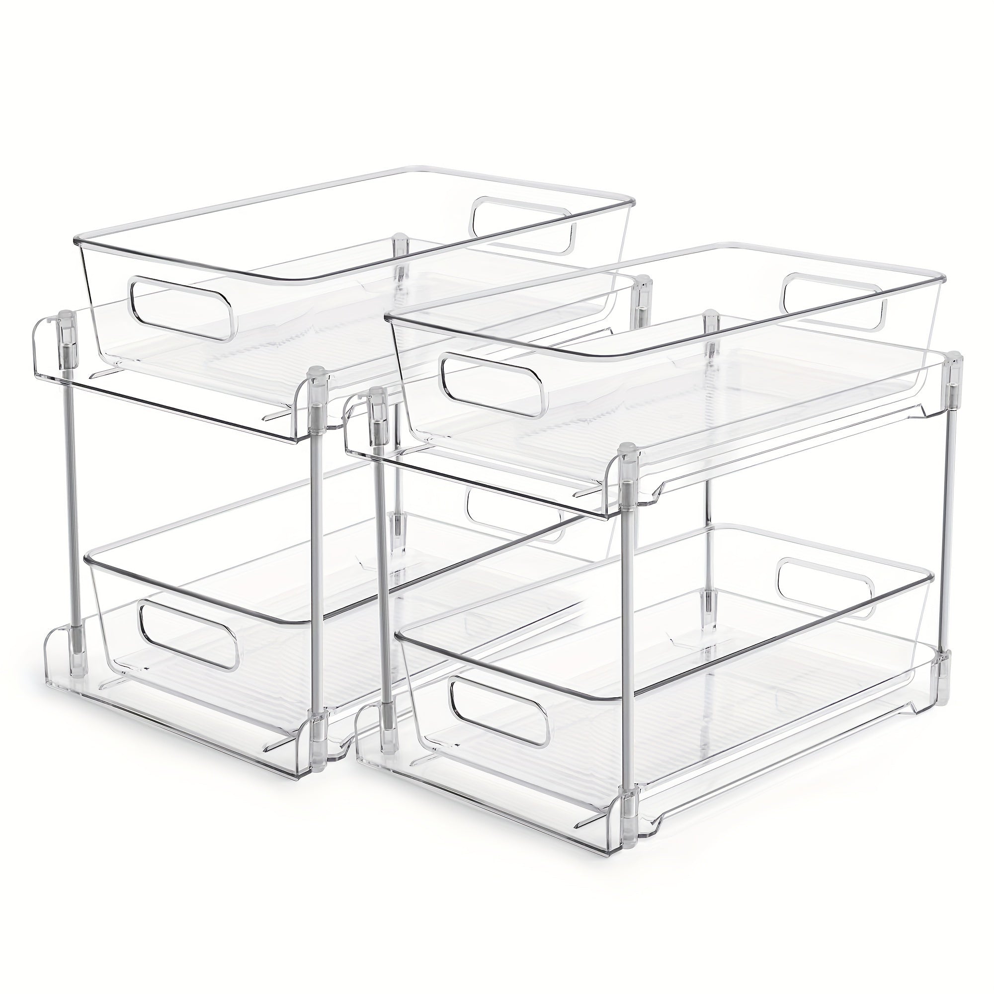 TEMU Double Transparent Under Sink Shelf, Multi-functional Storage Desktop Organizer, Drawer Organizer, Bathroom Kitchen Countertop Organizer For