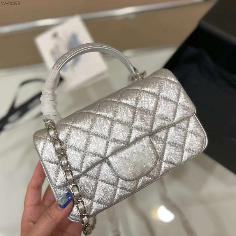 22Ss Hand Flap Bag Classic Top Caviar Designer Bag Luxury Bag Grain Cowhide Leather Quilted Plaid Weave Chain Gold Hardware Shoulder Messenger Bag D