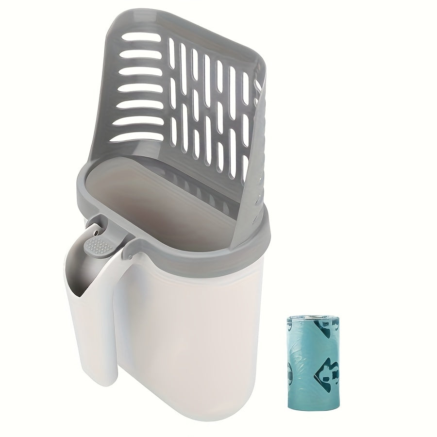 TEMU 4 Rolls Of Trash Bags, Cat With Integrated Trash Bag Dispenser, Sturdy Pp Material Deep Scoop Screen For Cleaning, Suitable For All - Pet Litter