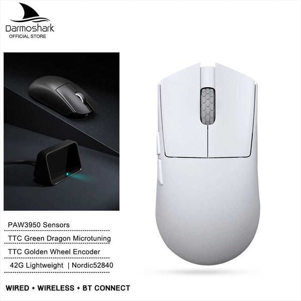 Mice Darmoshark Gaming Mouse M3 Micro Pro Wireless 8K Blutooth Tri-Mode PAM3950 30000DPI Nordic 52840 Macro Game Mosue Lightweight H241122