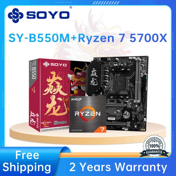 SOYO AMD B550M and AMD Ryzen 7 5700X CPU Motherboard Kit Dual Channel DDR4 PCIE4.0 VGA for Desktop PC Gaming Motherboard Combo