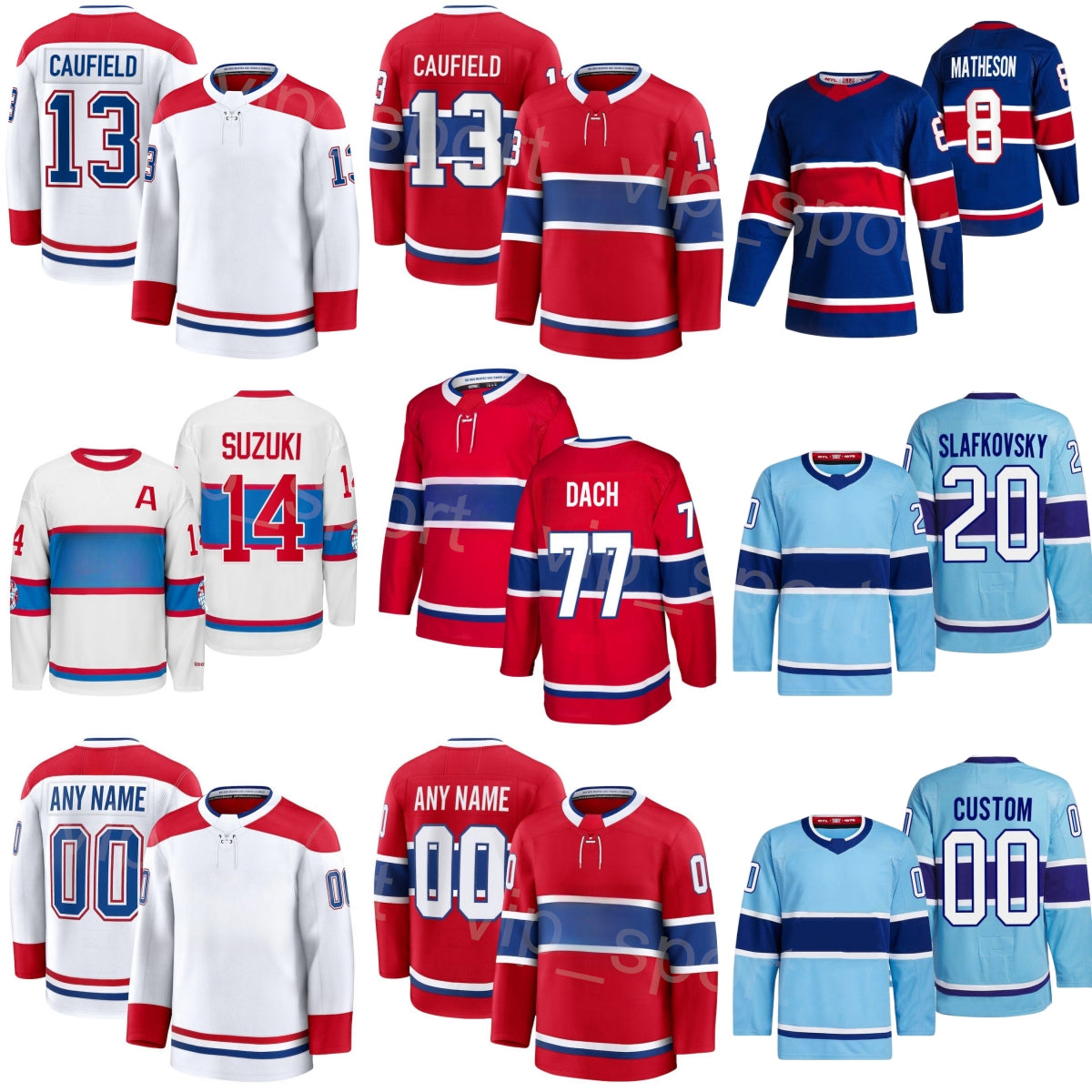Men Hockey 77 Kirby Dach Jersey Kids Womans 13 Cole Caufield 20 Juraj Slafkovsky 8 Mike Matheson 48 Lane Hutson 14 Nick Suzuki All Stitched Team Rev