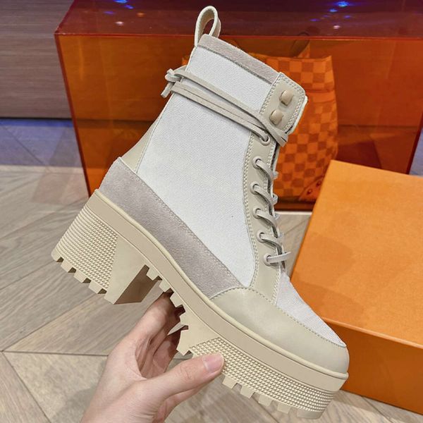 New Designers Boots Womens Martin Desert Boot High Heels Ankle Boots Vintage Print Leather Boot Classic Fashion Outdoor Shoes With Box 480