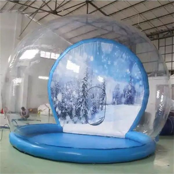 4m Dome + 1.5m Tunnel Customized bubble tent Inflatable Snow Globe Large Xmas Snow Globe Christmas Photo Booth dome house