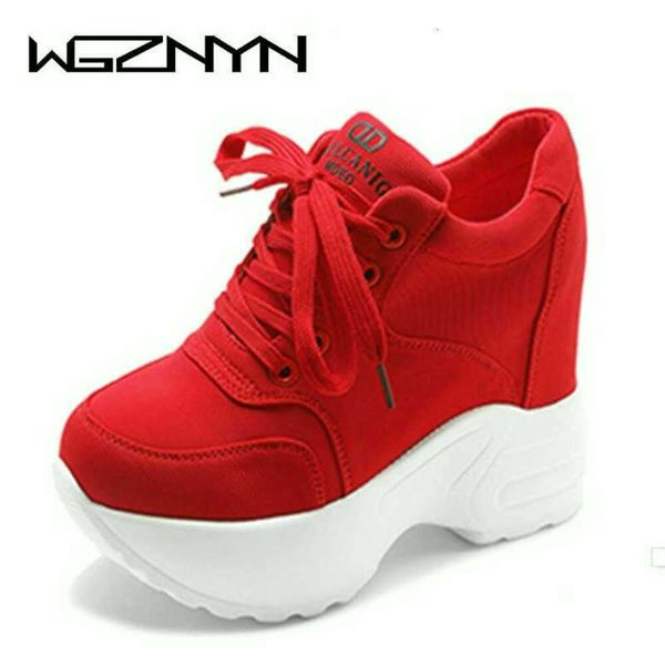 Women Sneakers Mesh Casual Platform Trainers White 10CM Heels Autumn Wedges Breathable Woman Height Increasing Shoes W705 c250d