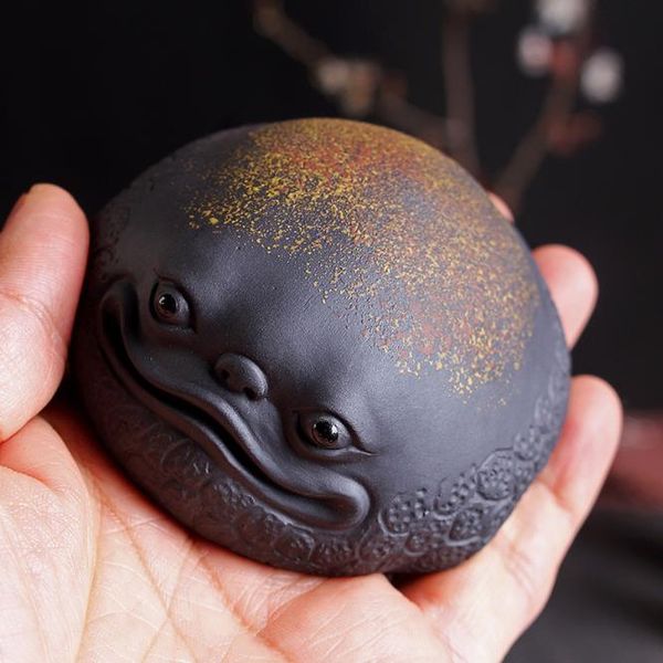 Purple sand golden toad tea pet can raise lucky tea to play tea table accessories tea figurine teapets Purple Clay Zen