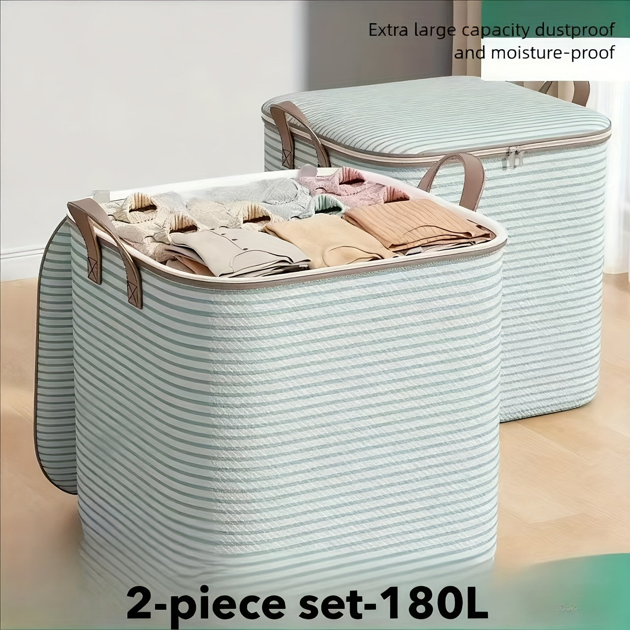 TEMU 2ps Large Capacity 180l Wardrobe Storage Box. Clothing Storage Bag, Suitable For Storing Toys, Books, Tool Storage Box, Moving Luggage Bag,