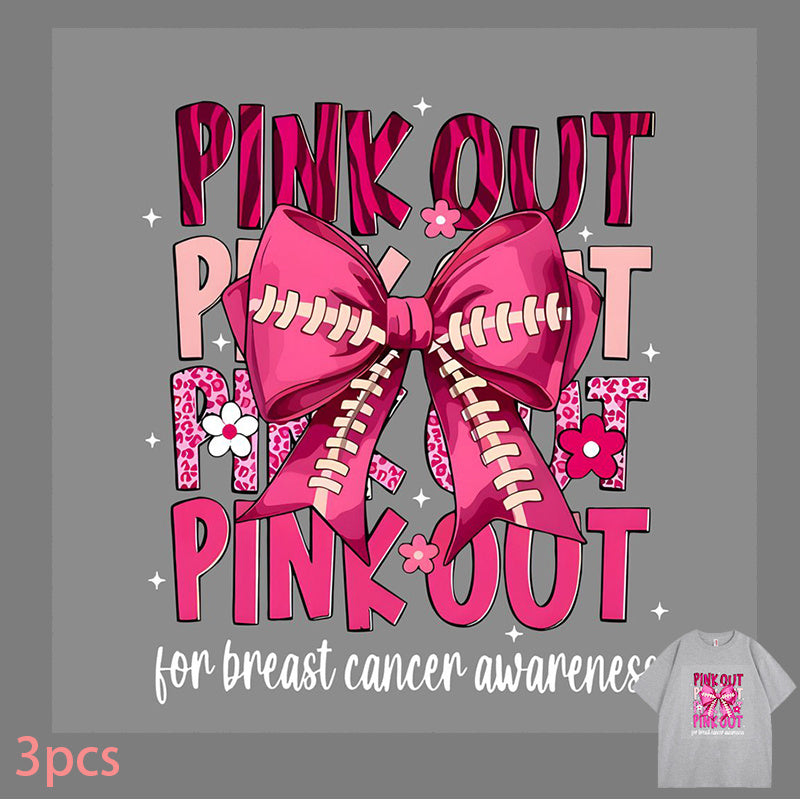 TEMU 3pcs Breast Awareness Heat Transfer Stickers Diy Iron-on Decals Suitable For T-shirts, Pillows, And Backpacks - Durable Washable Plastic High