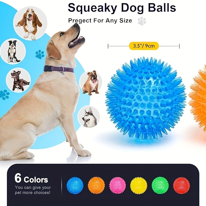 TEMU 3pcs Set Of 3.5-inch (approximately 8.9cm) Squeaking Dog Toy Balls (3 Colors) For Small Dogs To Grind Their Teeth, Free Of Bisphenol A,