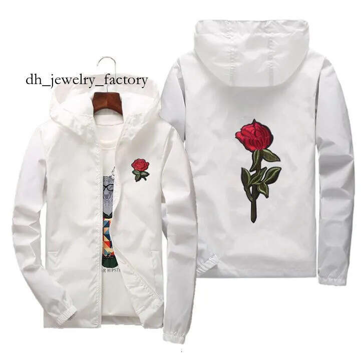 Rose Jacket Windbreaker Men And Women&#039;s Jacket New Fashion White And Black Roses Outwear Coat d8a