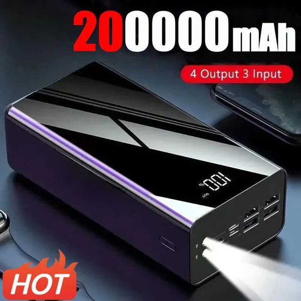 Cell Phone Power Banks Power Bank 200000mAh portable fast charging PowerBank 100000 mAh 4 USB PoverBank external battery charger suitable fo